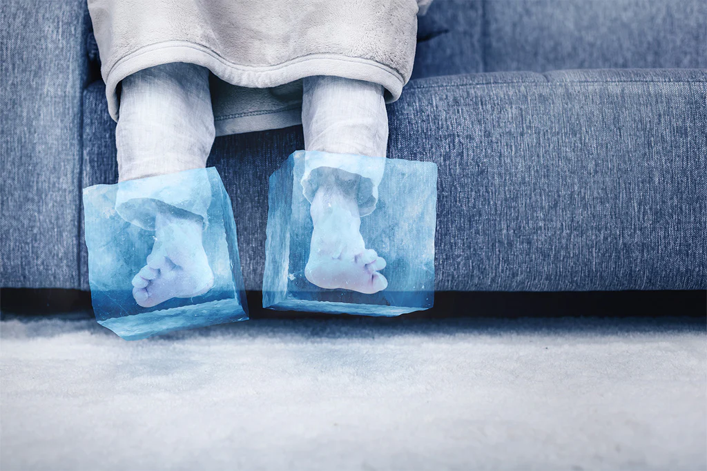 person experiencing cold feet symptom
